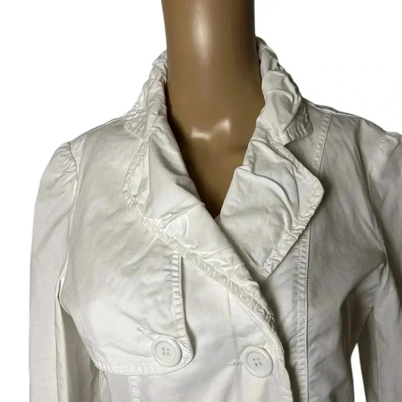 Cotton double breasted white trench coat,size 8. casual,career,vtg,Y2K, EC - Picture 14 of 14